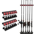 thumbnail image 1 of HEJULIK Vertical Fishing Rod Holder – Wall Mounted Fishing Rod Rack, Store 6 Rods or Fishing Rod Combos in 13.6 Inches, Great Fishing Pole Holder for Garage，Vertical 6-Rod Rack, 1 Pair(Red）, 1 of 9
