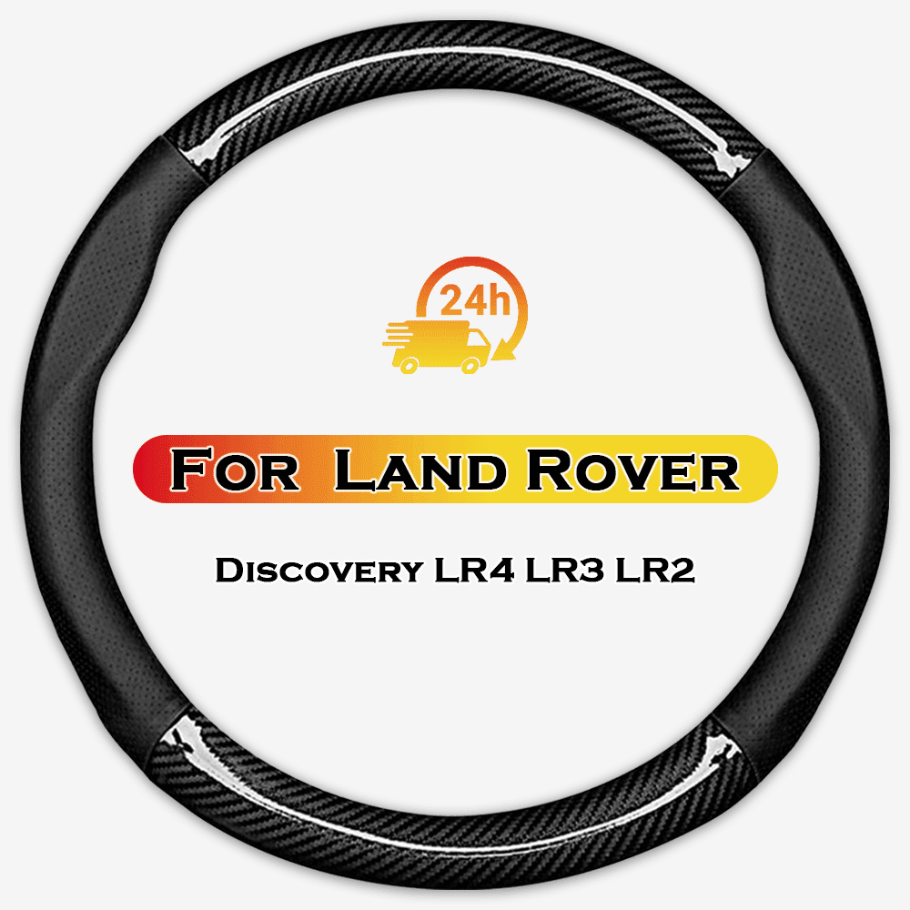 HEKAPAS Car Steering Wheel Cover for Range Rover Land Rover Discovery LR4 LR3 LR2, Large Size 15.5-16 inch Black Breathable Carbon Fiber Leather Accessories