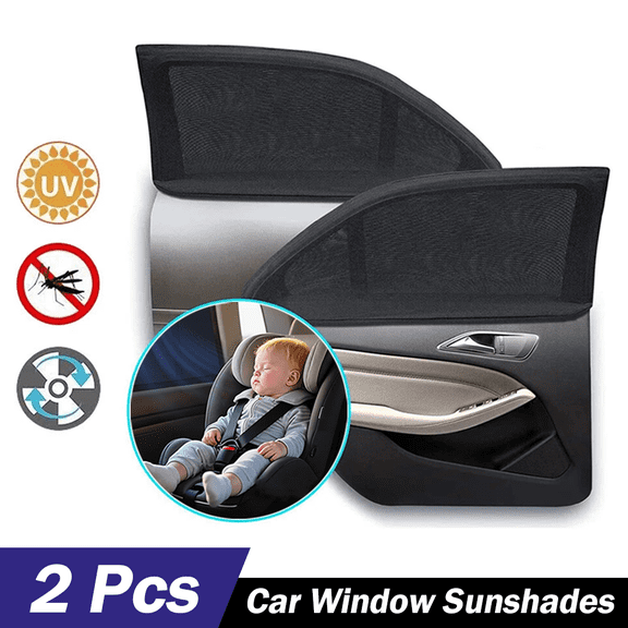 HEKAPAS Car Window Screens for Camping (Pack of 2) - Protection from Bugs, UV and Mosquito Net - Breathable Mesh Baby Window Covers for Privacy Blackout (Medium 38"x20") - Car Window Accessories