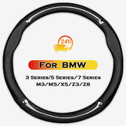 HEKAPAS Customized Auto Car Steering Wheel Cover for BMW 3 SERIES/5 SERIES/7 SERIES/M3/M5/X5/Z3/Z8, 15.5-16 inch Black - Large Size