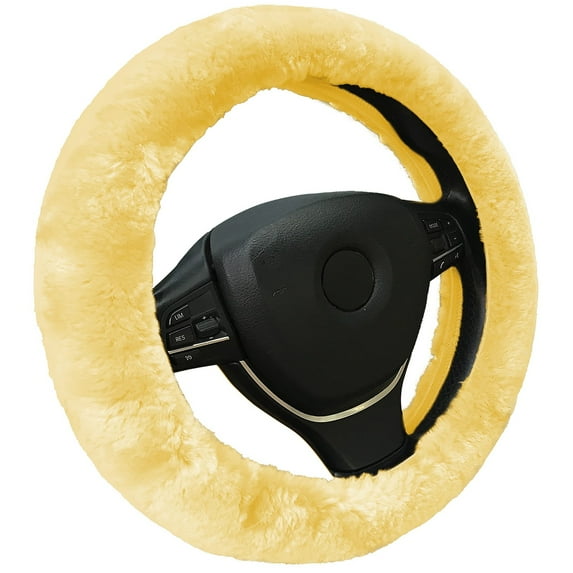 HEKWUP Australian Sheepskin Wool Steering Wheel Cover For Women & Men Universal 15 Inch Steering Wheels & Accessories Ecofriendly Wheel Cover For Car Car Access