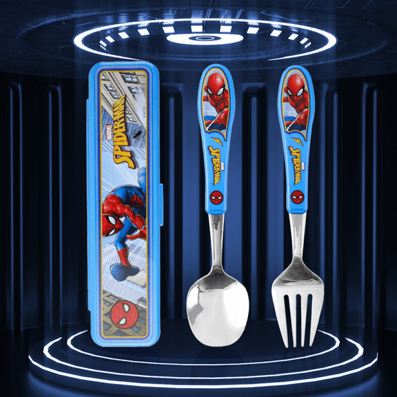 HELANHO 2-Piece Spiderman Superhero-Themed Tableware Set - Cartoon Soup Spoon & Fork, Fun Anime-Style Dining Utensils QQH63-100