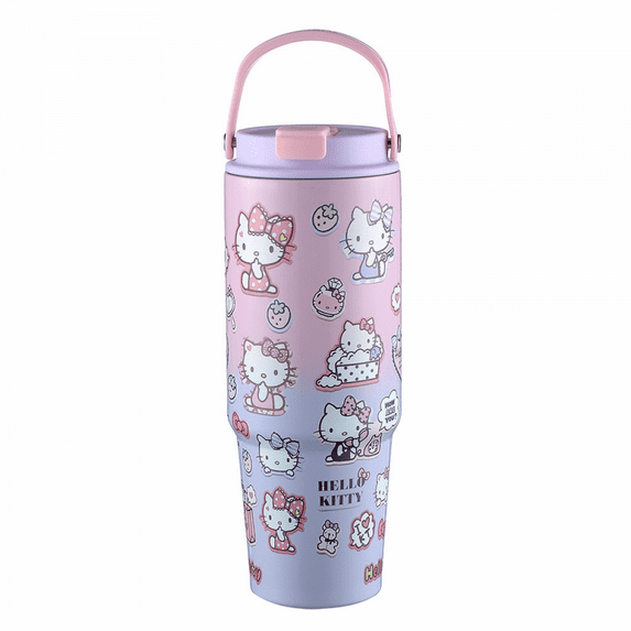 HELANHO 30oz Cartoon Hello Kitty Portable Thermos Cup - Stainless Steel Vacuum Insulated Thermal Mug, Coffee Tumbler for Sports, Outdoors, Car, or Office Use QQH63-2747
