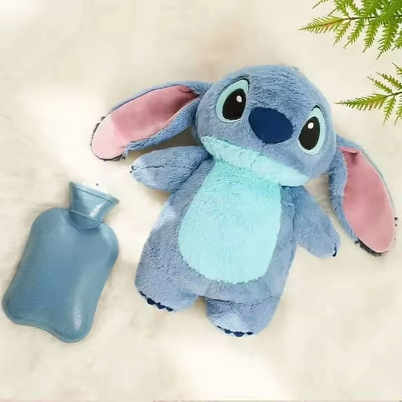 Stitch Extra Large Cute Blue Alien Plush Hot Water Bottle - Soft Anime-Inspired Hand Warmer, Winter Heating Pad for Women, Cozy Home Gift for Her