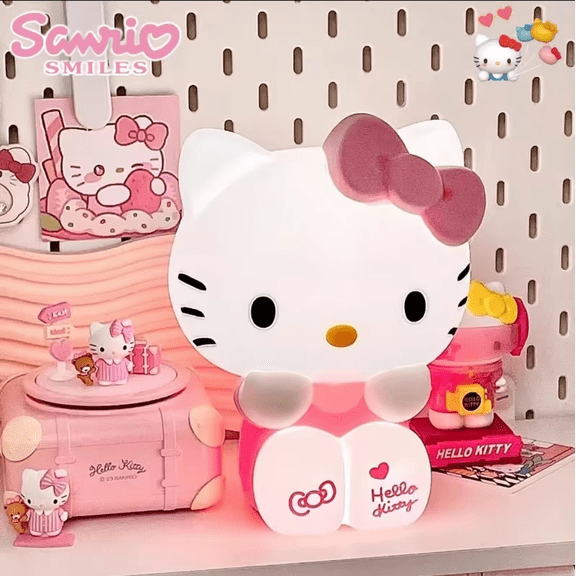 HELANHO Kawaii Hello Kitty Cartoon Cat Night Light - Cute Anime Bedside Lamp for Girls, USB Touch Sensor Night Light, 3D Illusion Decor for Bedroom, Desktop, Nursery, Gift for Kids & Teens