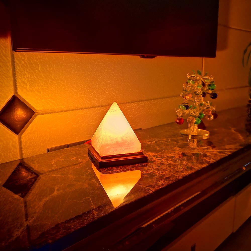 HELEVIA Pyramid Salt Lamp Colorful Himalayan Salt Light Release