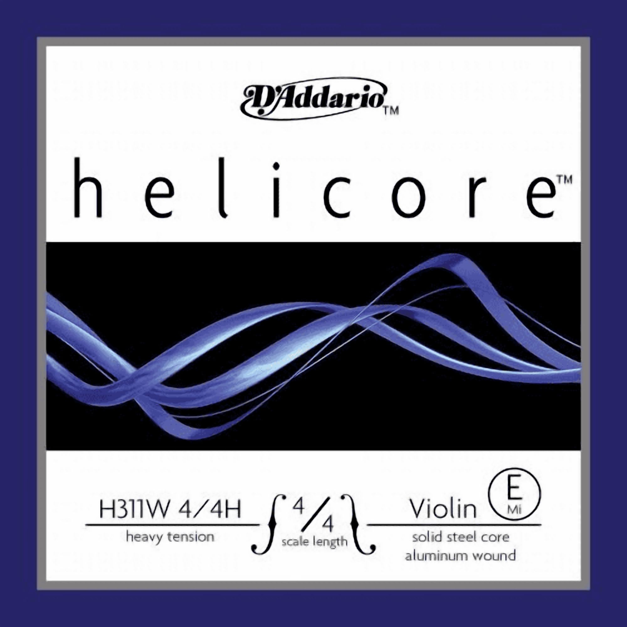 D'Addario Helicore Violin Single Aluminum E String 4/4 Scale Heavy, Bulk 10-Pack