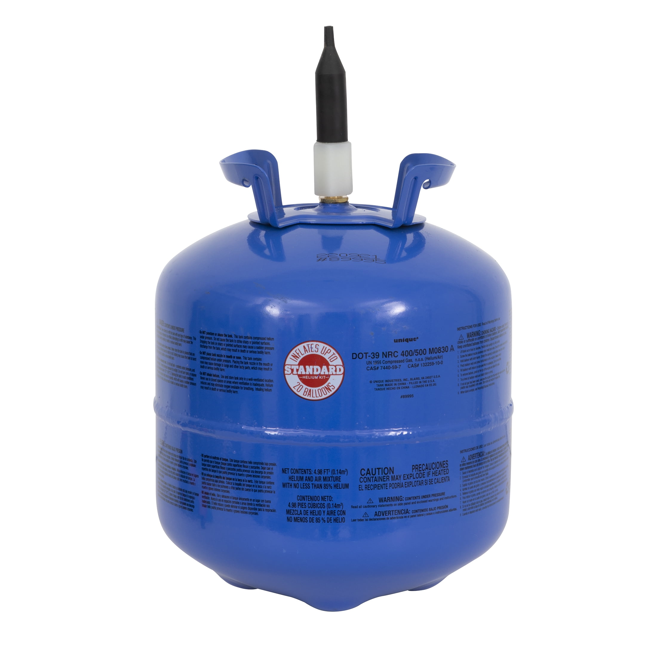 Helium Tank for 20 9" Balloons, 4.98 Cubic Feet, by Unique