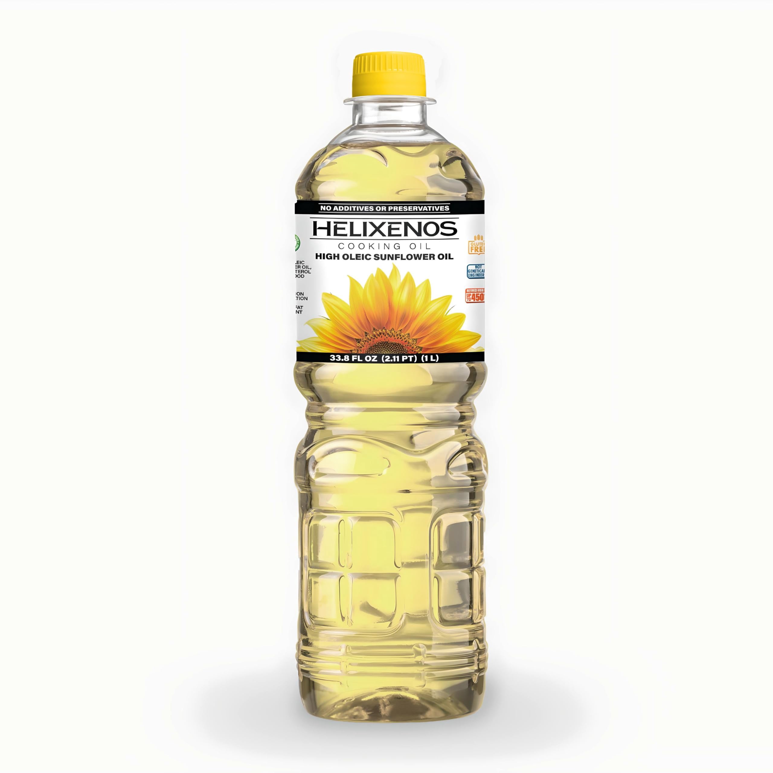 HELIXENOS High Oleic Sunflower Oil - 169 Fl Oz, Non-GMO, Refined For Frying, Baking & Skincare