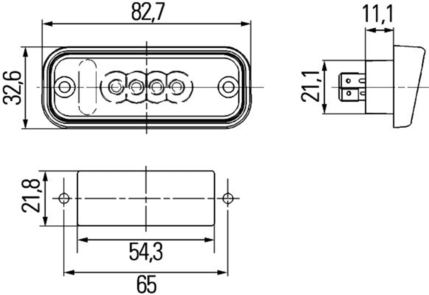 HELLA 010278311 License Plate Light 12V Black