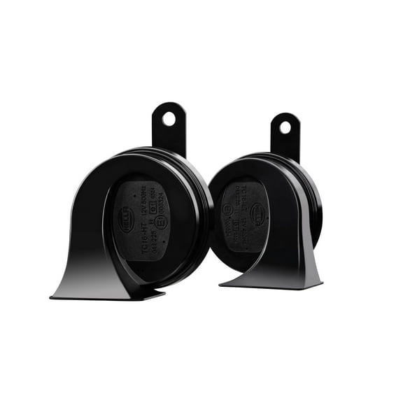 HELLA 011225831 Trumpet Horn TE20 Set  12V, 110dB(A) 400/500Hz Low & High Tone, Essential Series 2-Pack