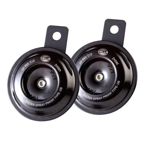 HELLA 012588011 Motorcycle Series Black 12V Disc Horn Kit (Universal Fit-Set/Box)