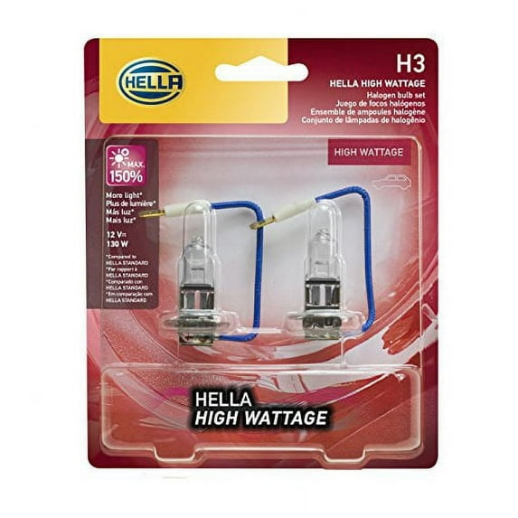 HELLA H3 130WTB Twin Blister High Wattage Bulbs, 12V, 2 Pack