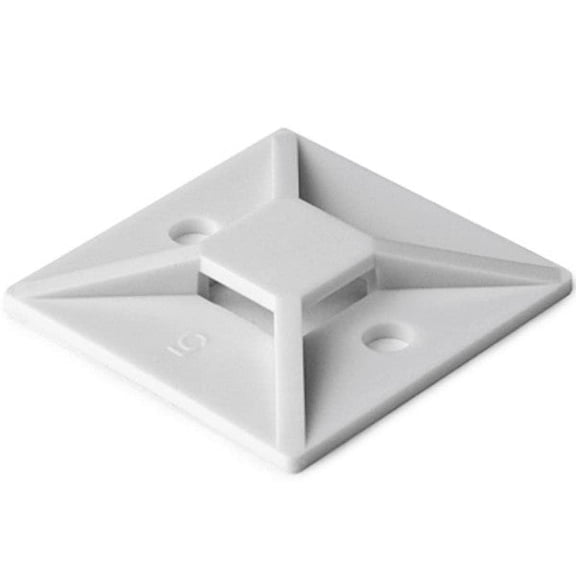 MB4A10C2 - CABLE TIE MOUNT WHT 28X28MM ADHESIVE 4 WAY 2 SCREW HOLE #8. (100 pcs/pkg)
