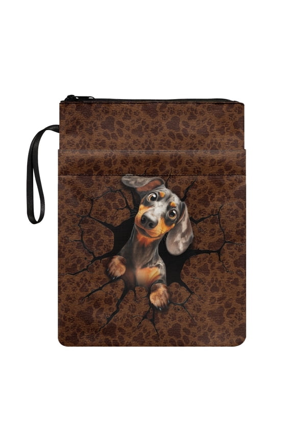 1 pc Gift Bible Case Bag with Book Protection Lightweight Polyester Fabric Book Cover Carrying Case for Teachers Travel Librarian 11.4 Inch X 8.66 Inch, Dachshund