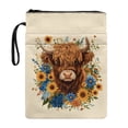 thumbnail image 1 of HELLHERO 1 pc Notebook Wraps with Handle Book Lovers Gift Book Organzoer Holder with Pocket for Librarian Easy Carry Book Case, Calf and Sunflower Pattern, 1 of 8