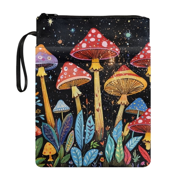 HELLHERO 11.4 Inch X 8.66 Inch Polyester Fabric Books Sleeve - Storage & Portability for Paperbacks Notebook Book, Hardcover Notebook Bible Journal, Fantasy Mushroom Galaxy