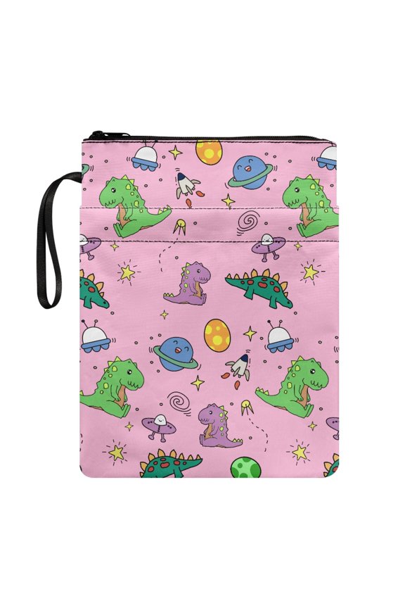 11.42 x 8.66 Inch Polyester Fabric Book Sleeve - Book Organzier Holder for Books, Magazines, and Stationery, Bible, Dinosaurs Planets Rockets