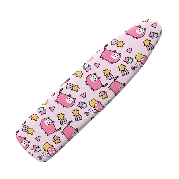 HELLHERO 15x54 Inch Ironing Board Cover Elastic Edge 3 Fasteners Ironing Table, Whimsical Pink Cats