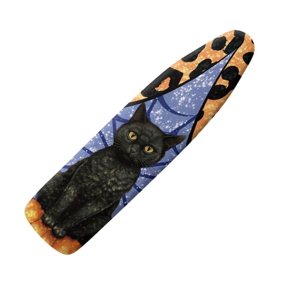 HELLHERO 15x54 Inch Ironing Board Covers Elastic Edge Polyester Fiber Fabric Ironing Desk, Black Cat Leopard Print Pattern