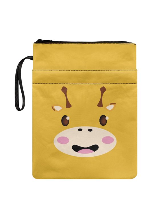 1pcs Book Cover Sleeve with Decorative Design Gift Carrying Book Case with Handle for Women Reusable, Cartoon Giraffe Face