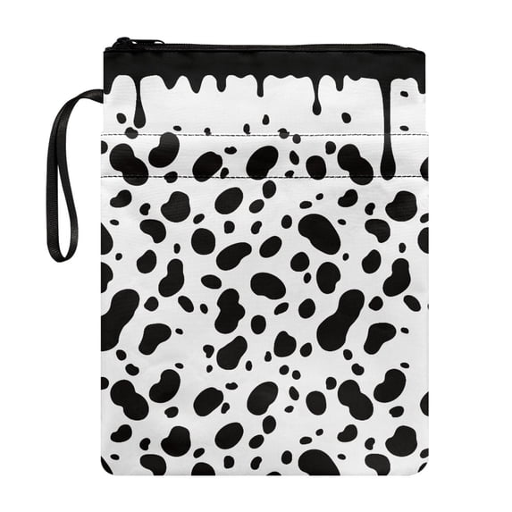 HELLHERO 1pcs Book Covers with Handle Vintage Book Cover Carrying Case Reusable with Washable for Reader Book Organzoer Holder, Black White Drip Spots