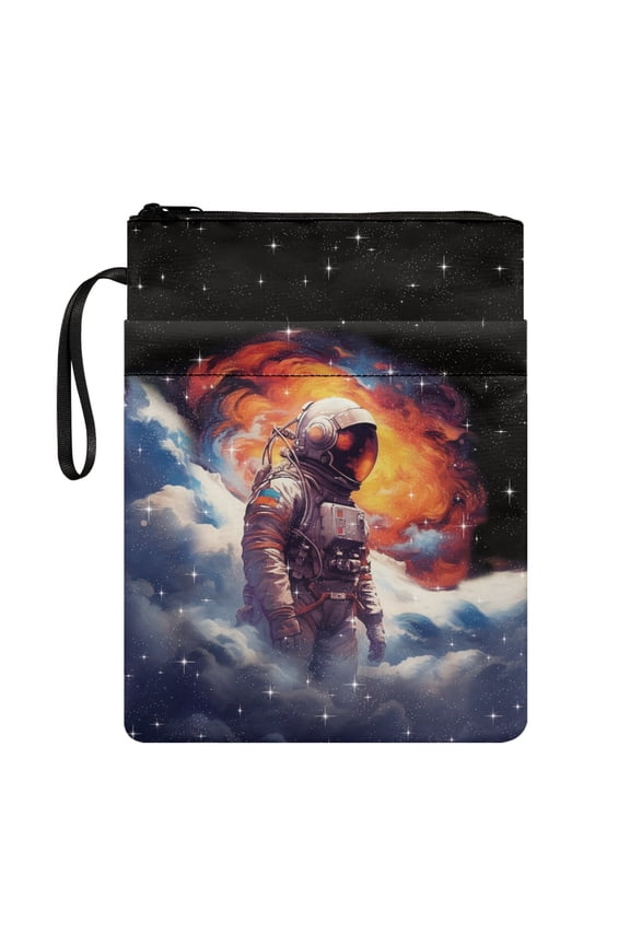 1pcs Book Sleeve Protector Pouch with Book Protection Book Lovers Gift Protector Wrap Bag with Zipper for Teachers Storage & Portability Astronaut
