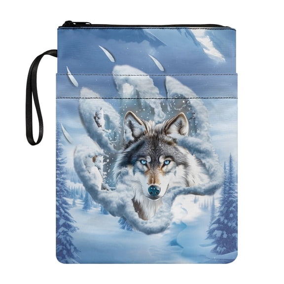HELLHERO 1pcs Book Sleeve Protector Pouch with Wolf Pattern Design Polyester Book Organzier Holder for Hardcover Notebook Bible Journal Friend 11.42 x 8.66 Inch