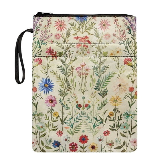HELLHERO 1pcs Book Sleeve Protector Pouch with Pocket Classic Book Storage Bag with Washable for Books Lovers Book Cover Carrying Case Floral