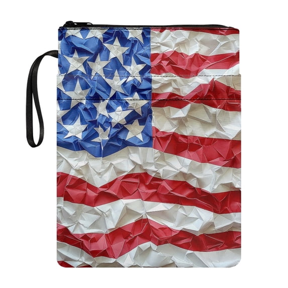 HELLHERO 1pcs Book Sleeve Protector with Waterproof Retro Easy Carry Book Case with Decorative Design for Readers Storage & Portability American Flag