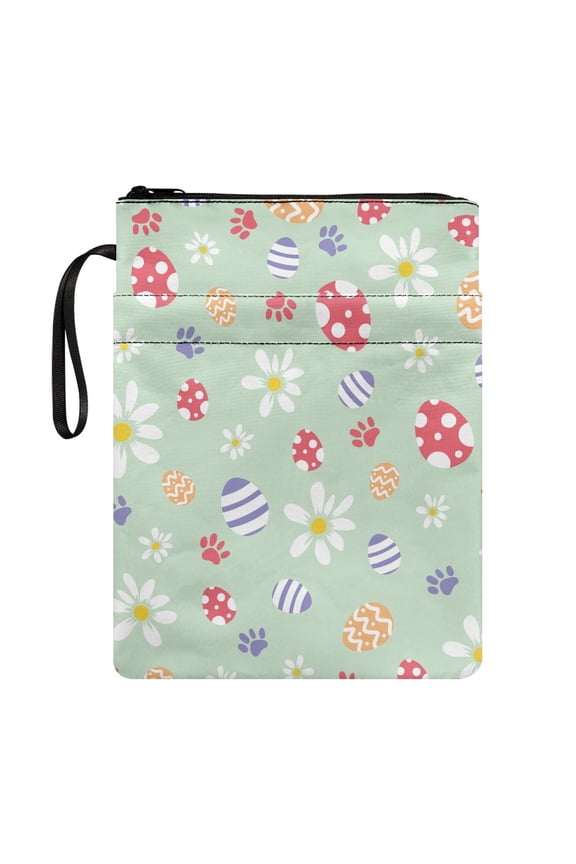 1pcs Books Sleeve with Zipper Book Cover Carrying Case Storage & Portability with Waterproof for Women Protector Wrap Bag, Easter Egg & Paw Print