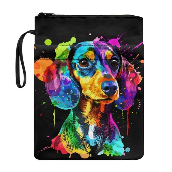 HELLHERO 1pcs Notebook Wraps with Lightweight Polyester Fabric Carrying Book Case for Paperbacks Hardcover Notebook Bible Journal Textbooks Paint Splash Dog