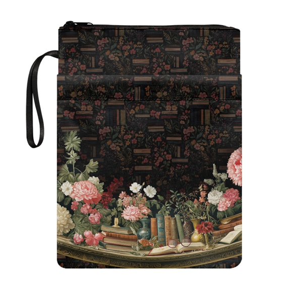 HELLHERO 1pcs Paperback Book Cover with Handle Book Lovers Gift Reusable with Book Protection for Women Book Cover Carrying Case, Floral Book Pile