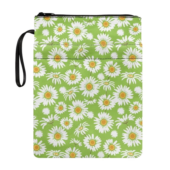 HELLHERO 1pcs Zipper Bag with Zipper Vintage Book Storage Bag with Lightweight for Reader Protector Wrap Bag, Green Daisy