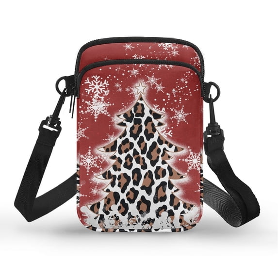 HELLHERO 2 Layers Travel Crossbody Purse, Trendy Polyester for Casual Travel Leopard Print Roses
