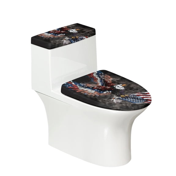 HELLHERO 2 Pack Elastic Bottom Toilet Seat Covers Set with Adjustable for Elastic Edge, American Eagle Flag Pattern