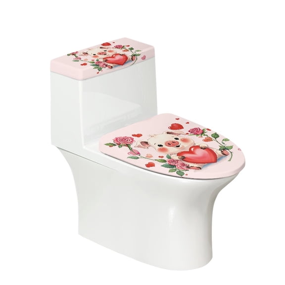 HELLHERO 2 Pcs Set Stretch Toilet Seat Cover with Elastic Bottom for Universal
