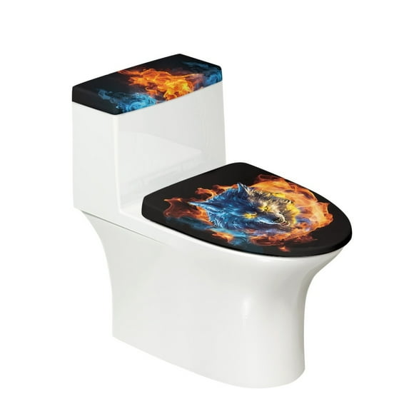 HELLHERO 2 Piece Elastic Bottom Toilet Lid Covers Set with Adjustable for Fits All Toilet Shapes