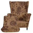 thumbnail image 1 of HELLHERO 2 Piece Stretch Wingback Chair Slipcover, Brown Floral Print Spandex Non-slip Single-Seat Wingback Armchair Covers for Living Room Bedroom, 1 of 7