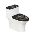 thumbnail image 1 of HELLHERO 2 Pieces Toilet Seat Lid Cover Set Soft Polyester, Elastic Edge, Bathroom Home, Cute Pug Breakthrough Pattern, 1 of 7