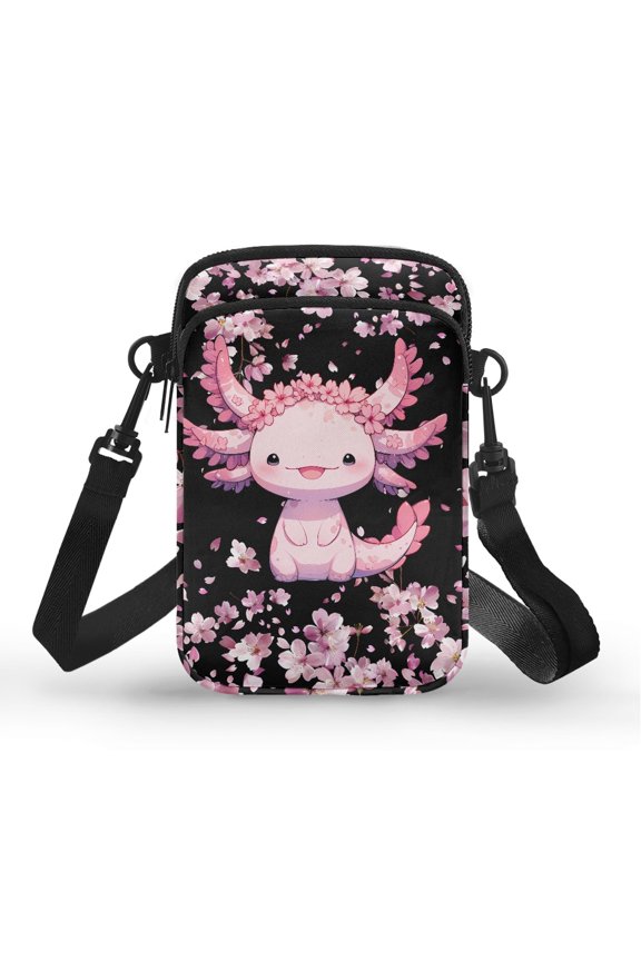 4.33"x1.97"x7.09" Crossbody Sling Bag, Women with Vintage Newt Cherry Blossom