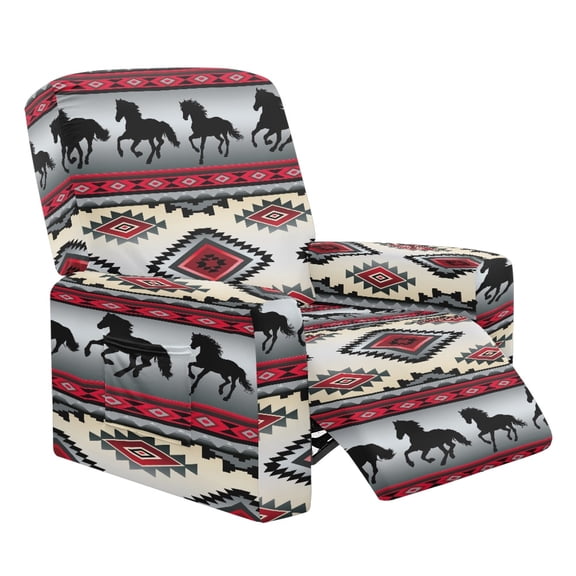 HELLHERO 4 Pack Horse Recliner Chair Covers, Non Slip Recliner Chair Slipcover Brushed Washable Recliner Furniture Cover for Living Room Home