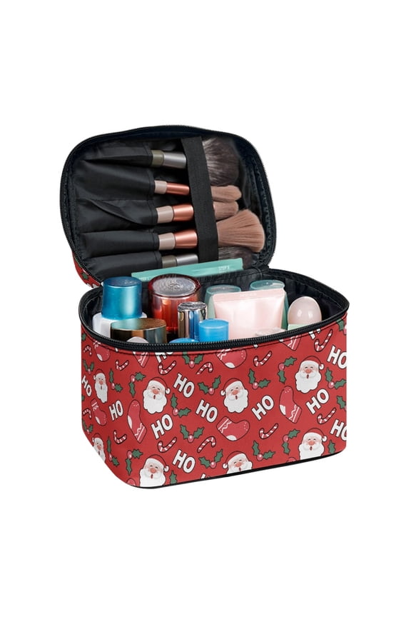 8.86 x 6.5 x 5.9 Inches Cosmetic Bag Polyester Beauty Brush Holder Large Capacity Cosmetic Bags Hand-Held Brush Holders with Brush Holder Father Christmas