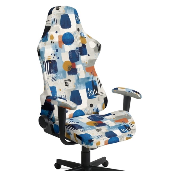 HELLHERO Abstract Dots Gaming Chair Cover with Armrest Cover, Set of 4 Stretchable Elastic Computer Chair Cover with Armrest Covers for Gaming Room Apartments