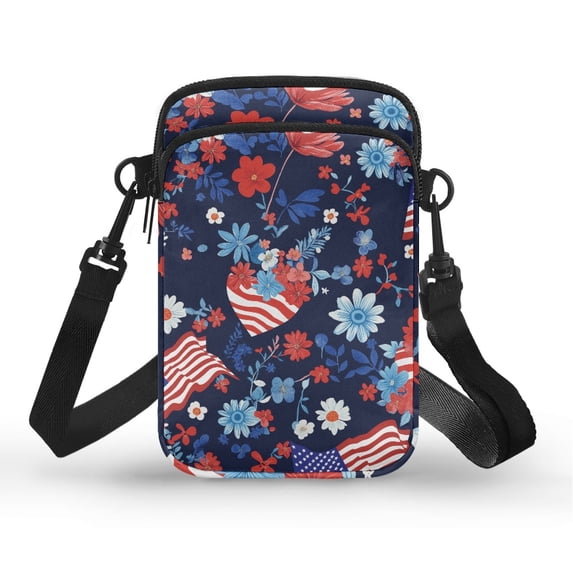HELLHERO Adjustable Crossbody Bag Polyester Adjustable Strap Retro Patchwork-Style Christmas Theme for Travel Daily Use Adults