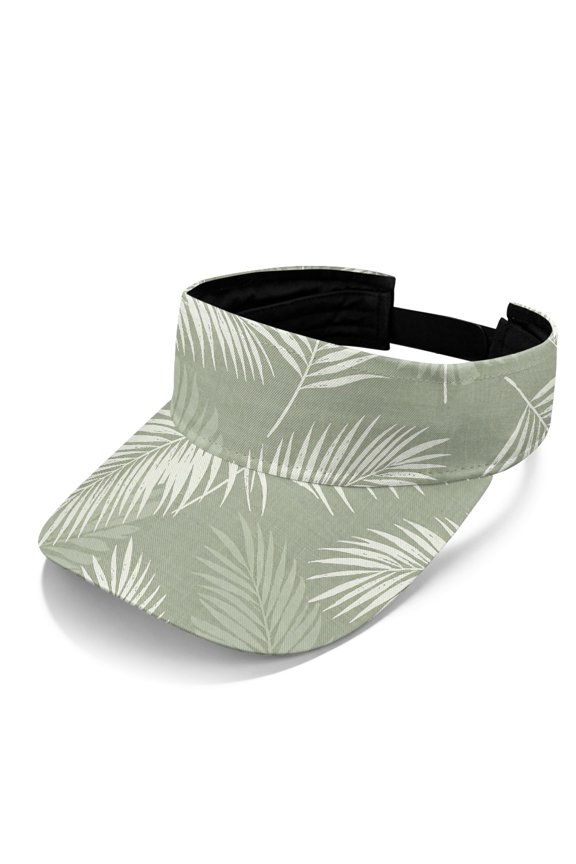 Adjustable Polyester Fabric Sun Visor for Golf Hiking, Open Top Breathable UV Protection Open Top Breathable Hat, Palm Leaf Print