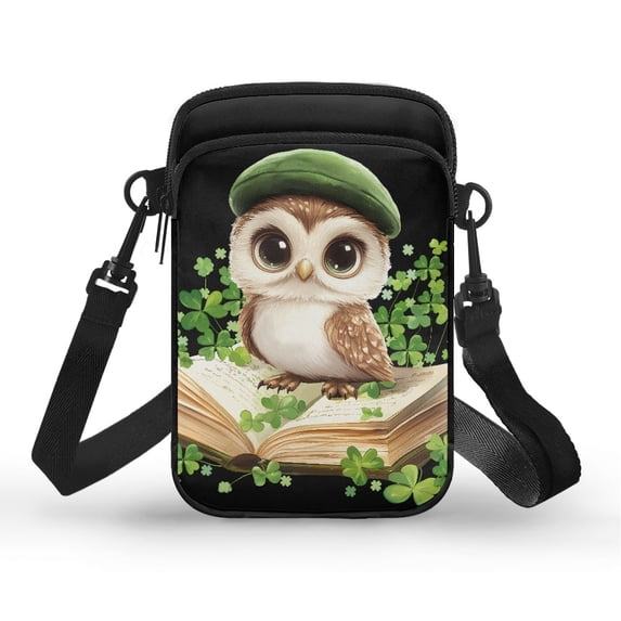 HELLHERO Adjustable Shoulder Strap Shoulder Bag Polyester, Vintage Small Crossbody Purse, Owl in Clover Field