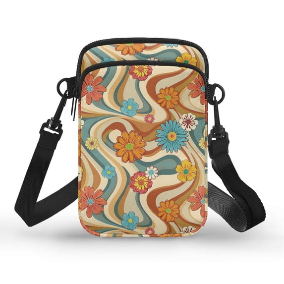 HELLHERO Adjustable Shoulder Strap Women Crossbody Bag Polyester, Vintage Crossbody Bags, Flowers Pattern