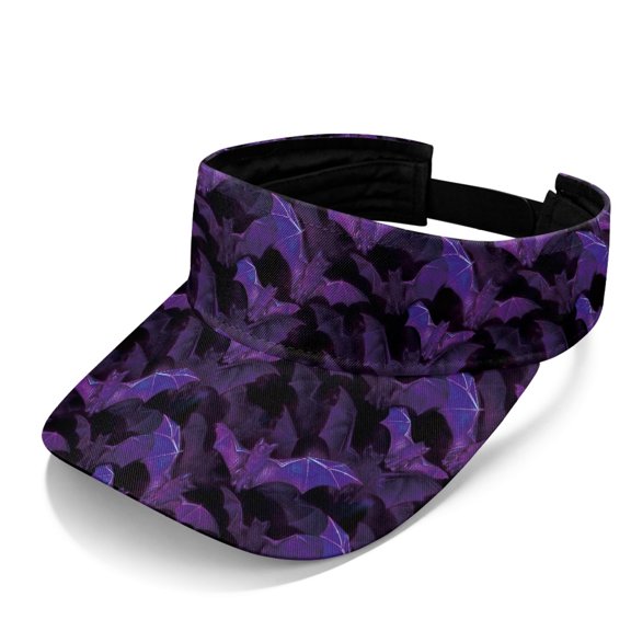 HELLHERO Adjustable Sports Visor Hat for Beach Golf, Polyester Fabric Breathable Sports Visor Cap, Bat Pattern
