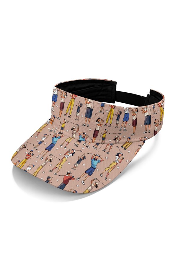 Adjustable Sports Visor Hat for Tennis Golf, Polyester Fabric Empty Top Design UV Protection Sun Visor Cap, Golf Players Pattern